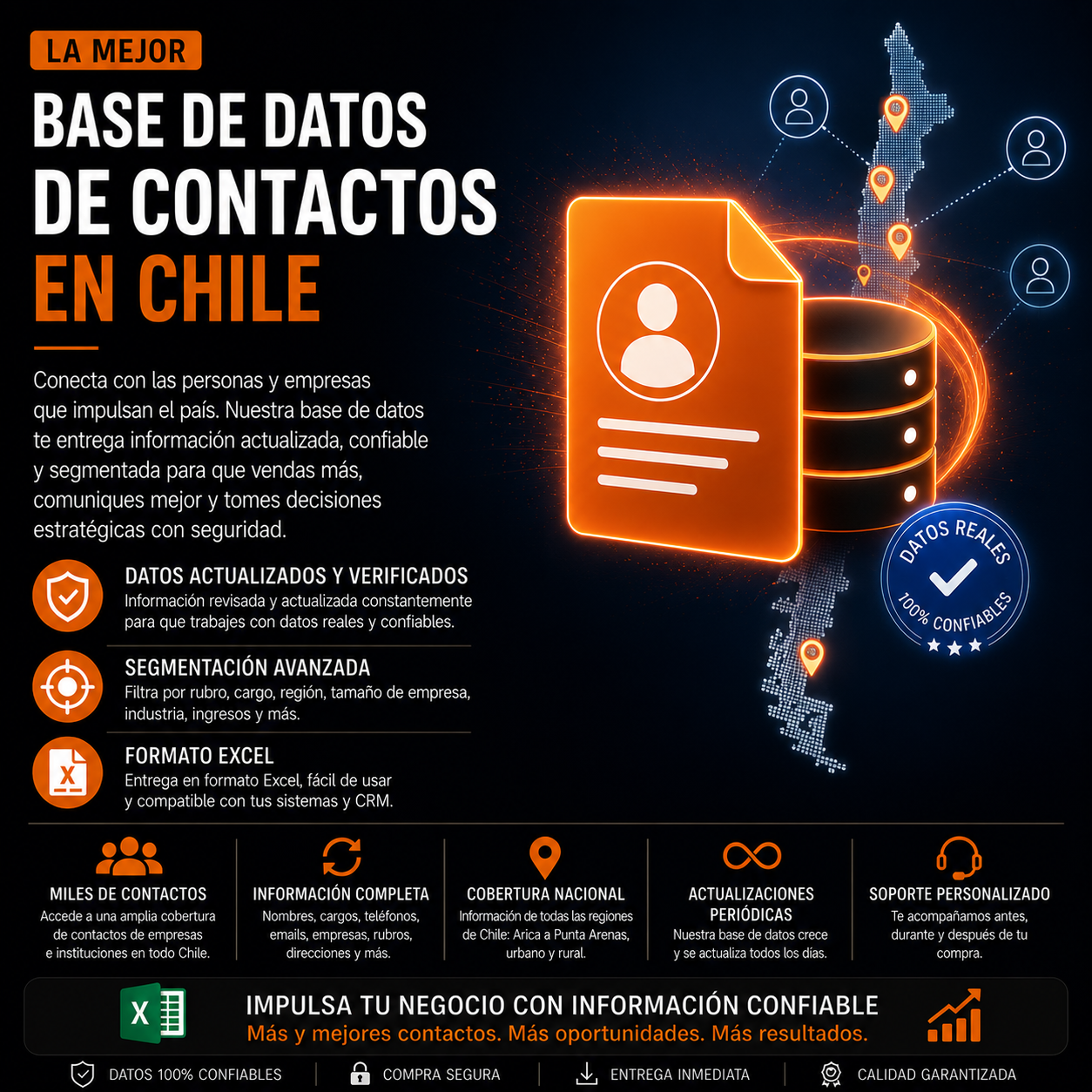 La Mejor Base de Datos de Chile 2026 (150.000 Contactos) , archivo excel.
