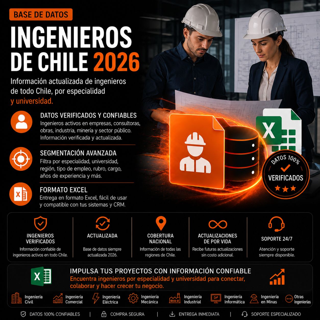 Base de datos de ingenieros en Chile año 2026 (87.700 Contactos)