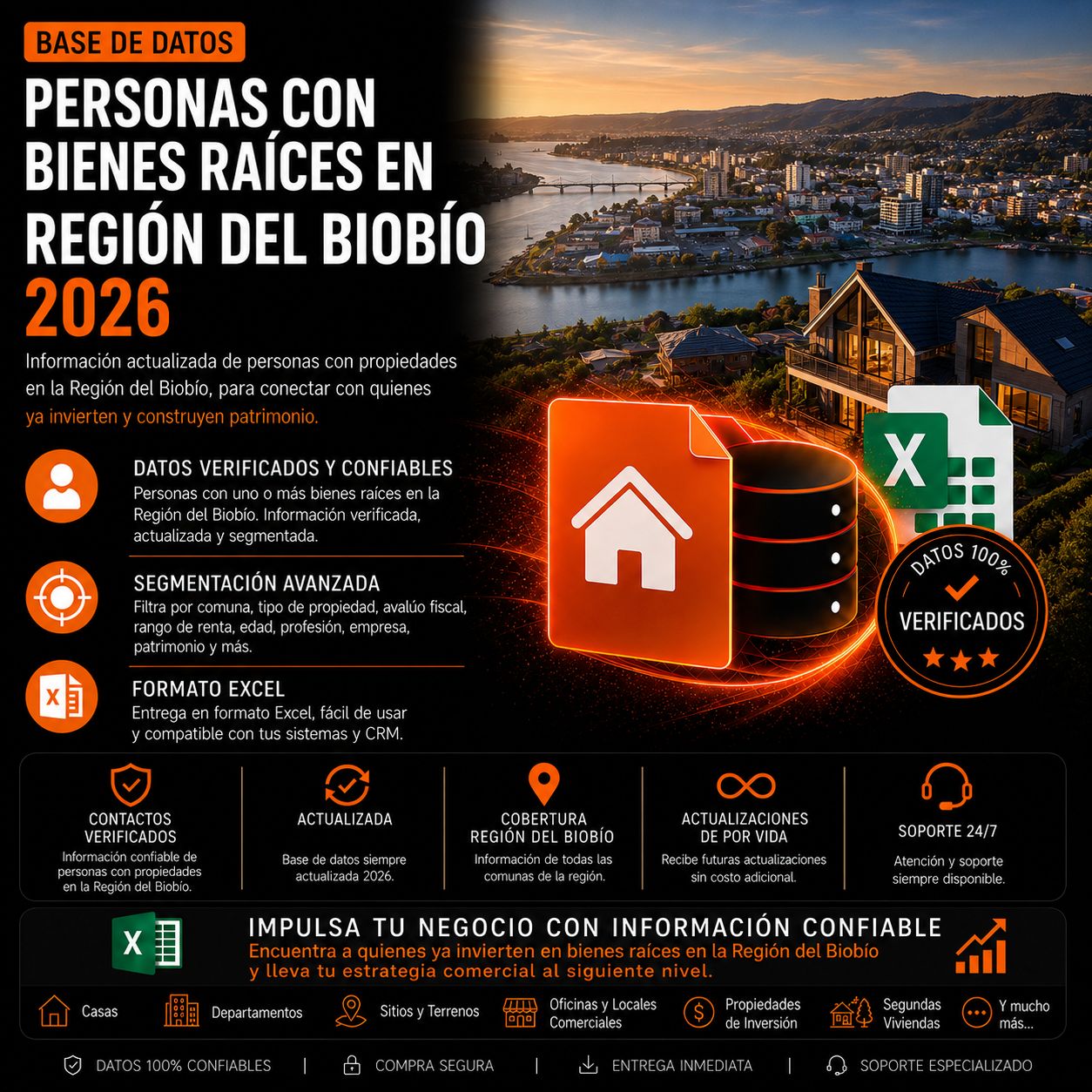 Base de Datos Personas con Bienes Raices en Región del BioBío 49.000