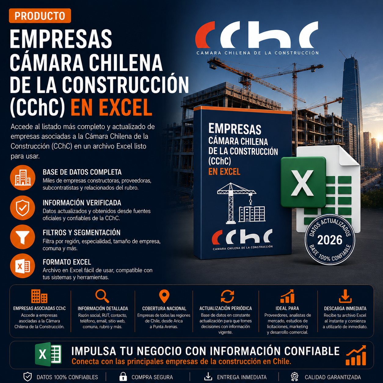 Empresas Cámara Chilena de la Construcción (CChC) en Excel 2026 | 800 Contactos