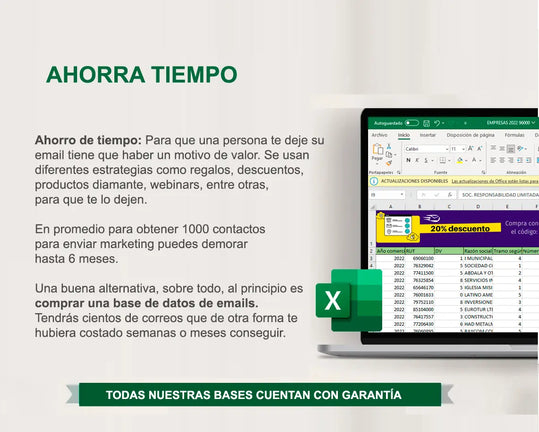 Base de datos Grandes Empresas Chile 2023 (40.000 Contactos), Lista de correos descarga inmediata excel.